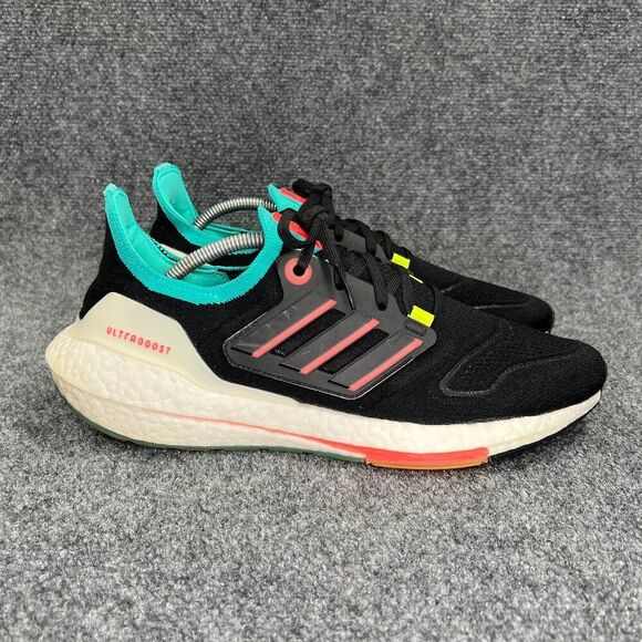 Adidas UltraBoost 22 Running Shoes Mens Size 10.5 Black Turbo Mint Rust Athletic - Picture 1 of 11